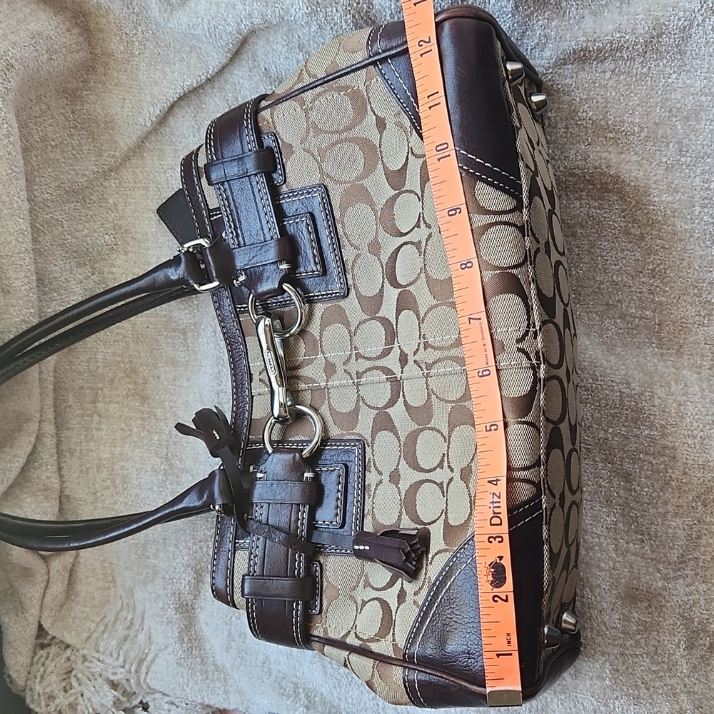 Coach Signature Hampton Canvas & Leather Shoulder Bag - Picture 14 of 16